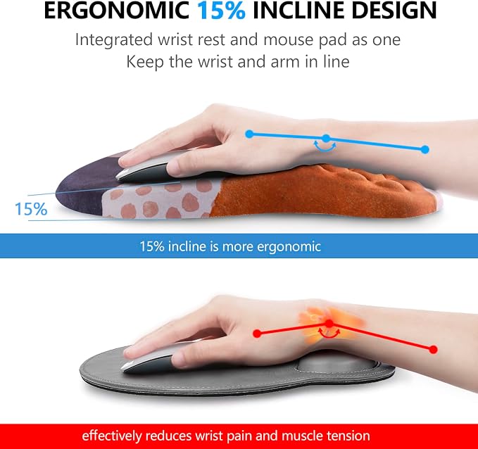 Ergonomic Mouse Pad & Keyboard Wrist Rest Set, Memory Foam | Memory Foam Wrist Cushion, Non-Slip PU Base, Massage Design, Relieves Wrist Pressure for Work, Gaming & Office Use,Boho