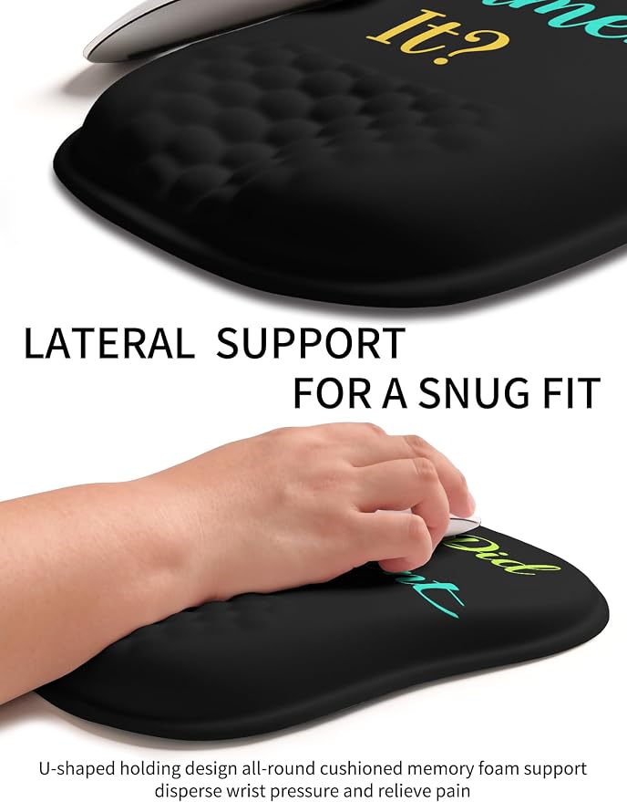 Hokafenle Ergonomic Wrist-Hugging Mouse Pad Wrist Support, U-Shaped Holding Wrist Rest Mousepad for Carpal Tunnel Pain Relief with Cushioned Memory Foam Slope Massage Bulge (10.2x8.3 in,Document it)