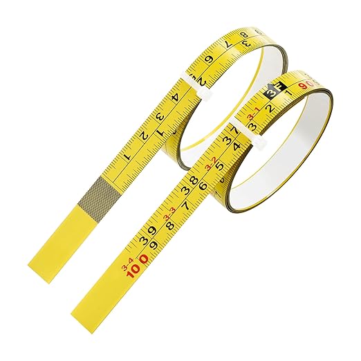 2 Packs Steel Self-Adhesive Measuring Tape, Right to Left Reading 100cm or 39-Inch Imperial and Metric Ruler Tape, 1/2-Inch Peel and Stick Tape Measure for Woodworking, Saw, Drafting Table, Yellow | 100cm or 39-Inch Imperial and Metric Ruler Tape, 1/2-...