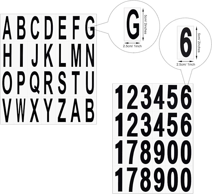 10 Sheets Mailbox Numbers and Letters Stickers for Outside Stick on Black Vinyl Alphabet Number Decals Sticky for Home Business Apartment Address Window Door Car Truck(2 x 1 Inch)