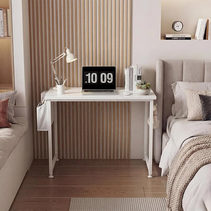 Lufeiya White Small Desk for Bedroom - Student Kids Study Writing Table for Home Office Bedroom Small Spaces 32 Inch Modern Mini Laptop PC Computer Desks, White