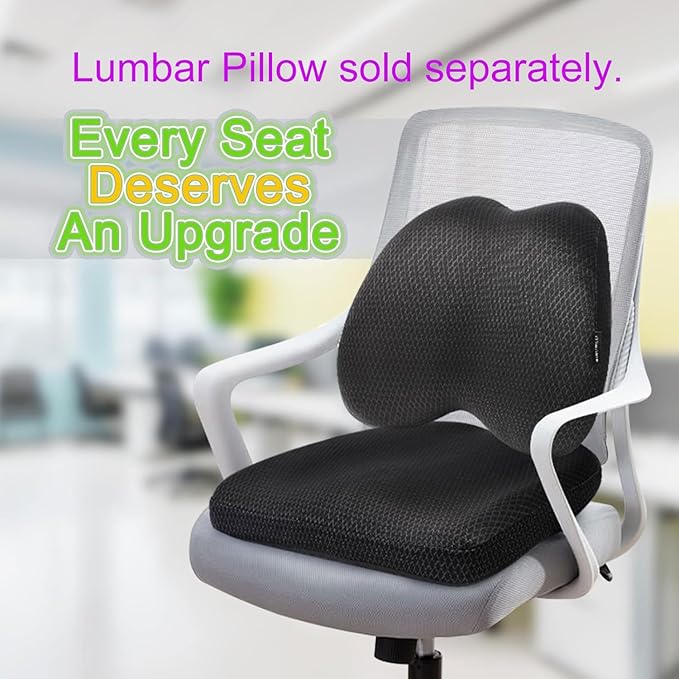 Air Fiber Office Chair Cushion - Ergonomic Seat Cushion for Orthopedic Coccyx, Relief Hip & Back Support - Doctor Recommended Cushion for Long Sitting Worker Driver & Handicapped (Dark Gray)