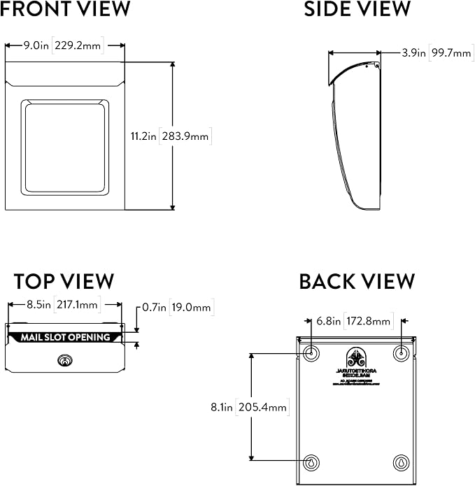Architectural Mailboxes Aspen Locking Wall Mount Mailbox, White, Small | Galvanized steel build with a concealed lock and key drop box and weather-resistant outdoor construction.