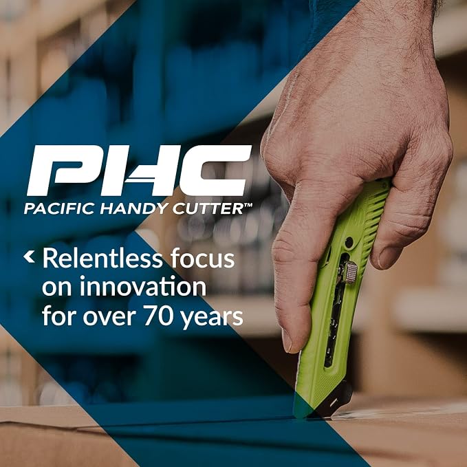 Pacific Handy Cutter S5R Box Cutter | Heavy Duty Utility Knife, Tape Splitter, & Film Cutter | 3-Position Retractable Box Cutter with Easy Blade Change | For Right Handed Users