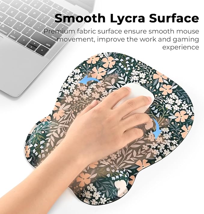 EooCoo Ergonomic Mouse Pad with Wrist Rest, Memory Foam Support Mousepad | Non-Slip Base for Computer, Cafe, Home & Office, 9.64 x 8.26 in Office Desk Accessories, Carpal Tunnel Relief