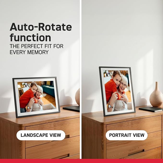 AGFA Photo FRAMEO WiFi Digital Picture Frame 10 Inch – HD Touchscreen Smart Photo Frame, Share Photos & Videos Instantly via App, 32GB Memory, Auto-Rotate, Clock & Weather, Slim Modern Design