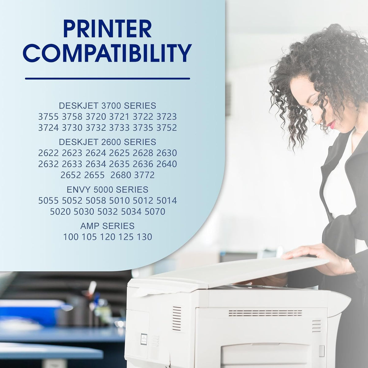 65XL 65 Ink Cartridges Black/Color Combo Pack Compatible for HP Ink 65 Works with Envy 5052 5055 5070 deskje 2600 2622 2652 2655 3700 3755 3772 (1 Black, 1 Color) 2-Pack