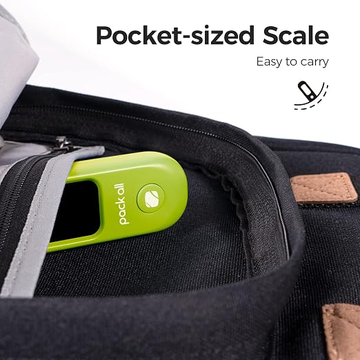 pack all Digital Luggage Scale for Travel, 110Lbs Capacity, 0.1Lb Precision | Handheld, Backlit LCD Display, Lb/Kg/Oz Conversion, Tare Function, Battery Included, Apple Green