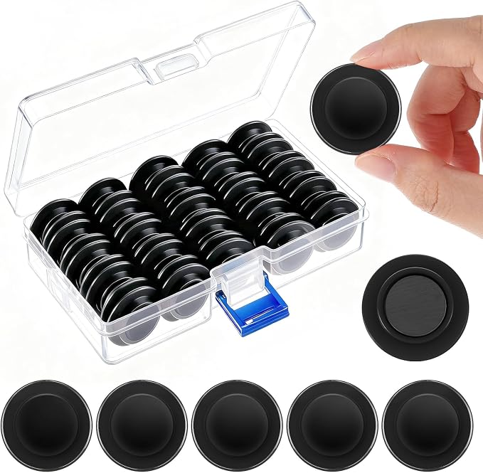 Outus 45 Pcs Black Round Whiteboard Magnets 3 cm Refrigerator Magnets Back to School Dry Board Mini Fridge Teacher Supplies for Home Offices School Class