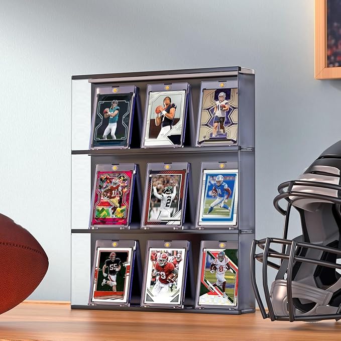 100ct Magnetic Card Holder, 35pt One Touch Card Holder, U-V Protectors Hard Plastic for Trading Cards, Magnet Case, Sports, Game, Football, Baseball