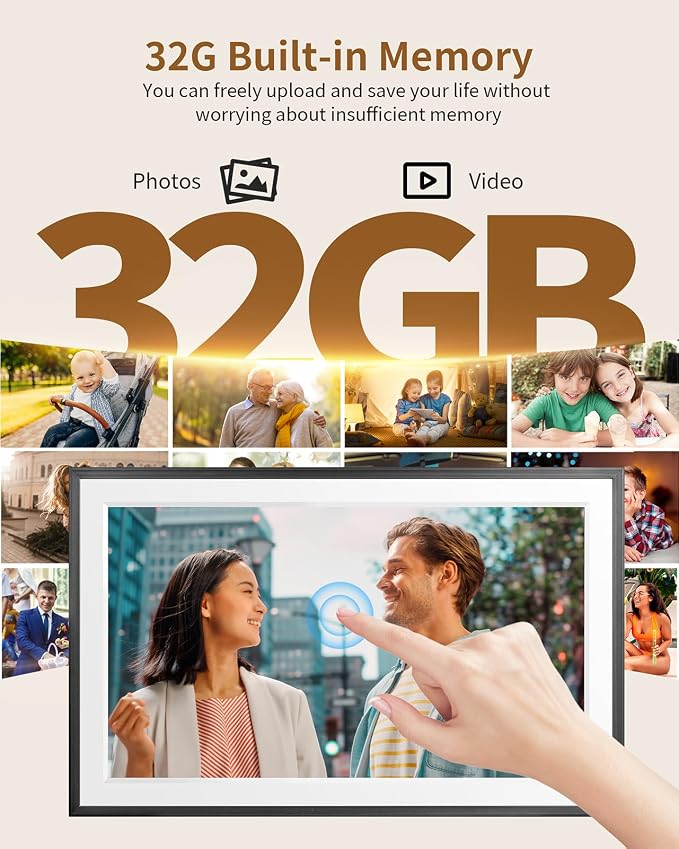 FRAMEO 15.6 Inch 32GB WiFi Digital Photo Frame 1920 * 1080 IPS FHD Touch Screen Smart Digital Picture Frame, Wall Mountable, Auto-Rotate, Share Moments Instantly via Frameo App from Anywhere