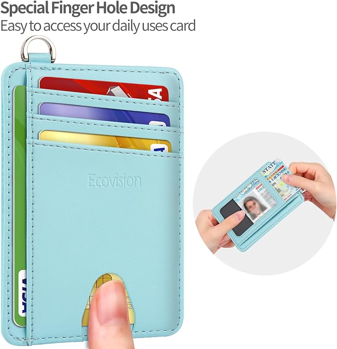 Slim Minimalist Front Pocket Wallet, RFID Blocking Credit Card Holder Wallet with Detachable D-Shackle for Men Women