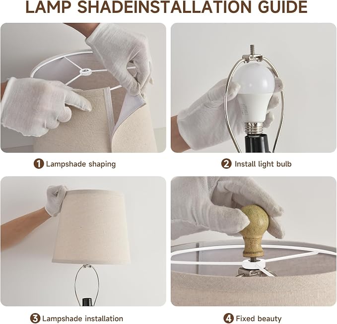 Lamps Set of 2 Modern Farmhouse Table Lamp Bedside Reading Lamps Living Room End Tables Set Lamps for Night Stands Bedroom Night Lamp,High 26.26 Inch,White,Sepia Fabric Lamp Shade,Bulb Not Included