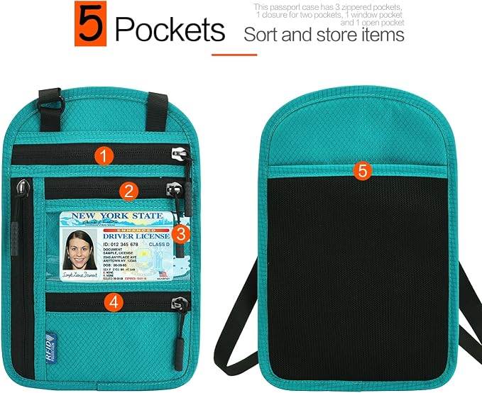 Neck Wallet Lightweight RFID Blocking Waterproof Travel Pouch Passport Wallets for Women Men