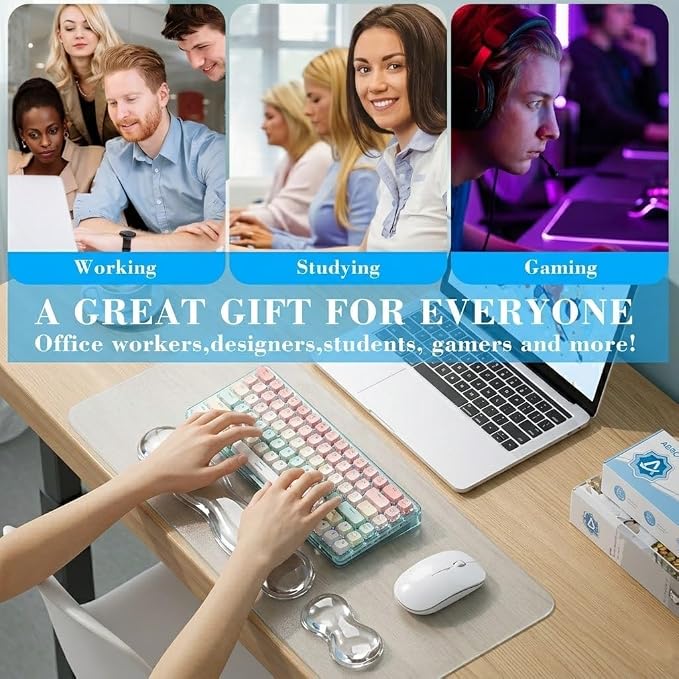 Gel Wrist Rest for Keyboard and Mouse, Wrist Rest for Keyboard, Mouse Wrist Support, Pain Relief, Cool Touch, Non-Skid, Keyboard and Mouse Wrist pad Set