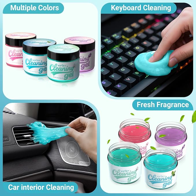 ASFSKY Car Cleaning Gel, Mint | Cleaning Putty for Car Interior, Keyboard Dust Remover, Universal Cleaning Gel, Blue, 1 Pack