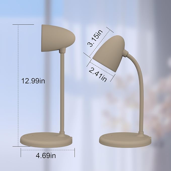 LED Desk Lamp for Home Office,Dimmable Table Lamp 3 Light Colors | Reading Light for Bedside Small Desk Lamp for College Dorm Room,Bedroom Desk Light,Brown