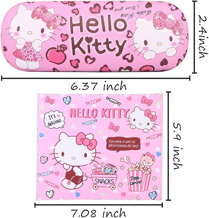 ADBGV Cute Stylish Hard Shell Eyeglasses Cases Protective Case Storage Box With Glasses Cloth Eyeglass Strap for Girl Teen