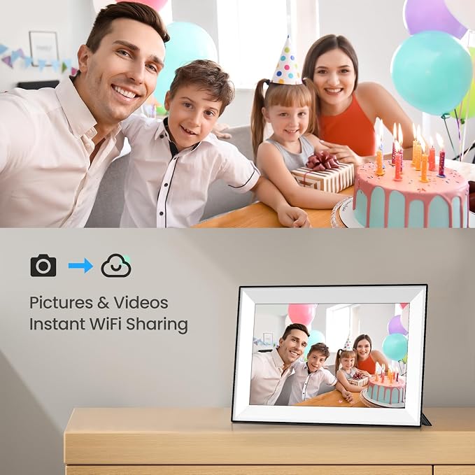 Frameo Digital Picture Frame 10.1 Inch Smart WiFi Digital Photo Frame, IPS Touch Screen, 32GB, Electronic Slideshow, Load from Phone App, Auto-Rotate, for Grandparents & Mothers Day