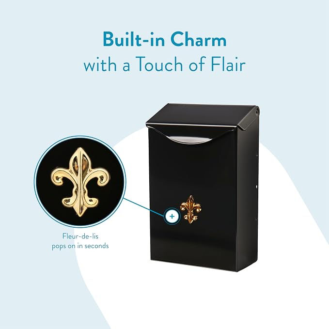 Architectural Mailboxes City Classic Steel Wall Mount Mailbox, Black, Small | Galvanized steel build for outside with weather-resistant outdoor construction and a rust-resistant powder-coat finish.