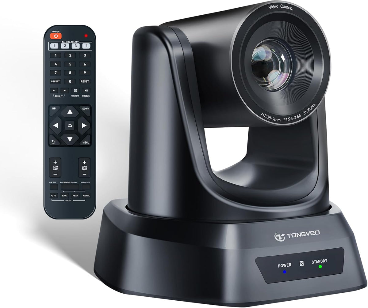 3X Optical Zoom PTZ Camera HDMI USB 3.0 1080P 60fps 114-Degree Wide-Angle for Video Conference Business Meeting Live Streaming Online Learn with Zoom YouTube Teams OBS and More