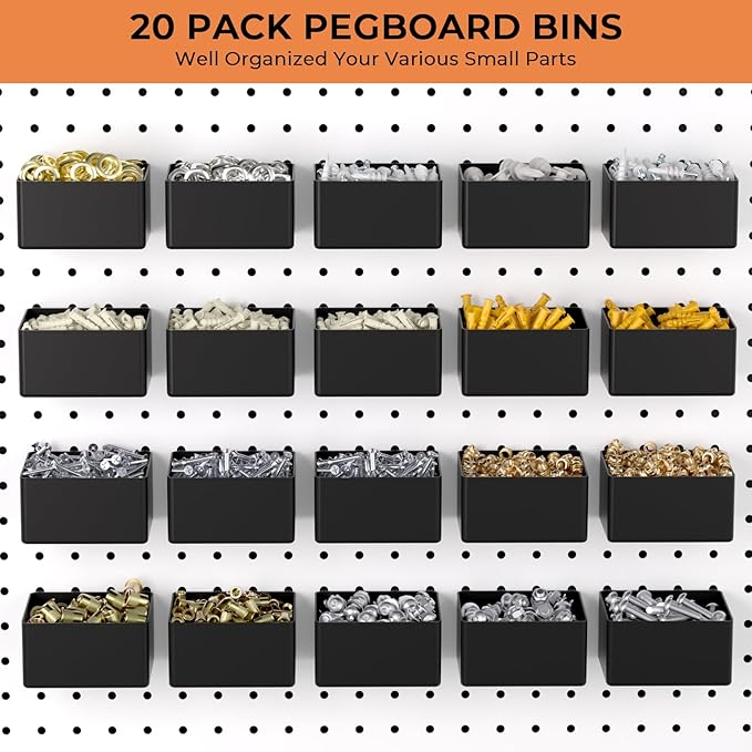 INCLY 320PCS Pegboard Accessories Organizer Kit with Peg Borad Hooks & Bins | Peg Board Hooks Assortment, For Organizing Various Tools, Fit 1/8 or 1/4 inch Pegboard, For Garage Hanging & Storage Tools