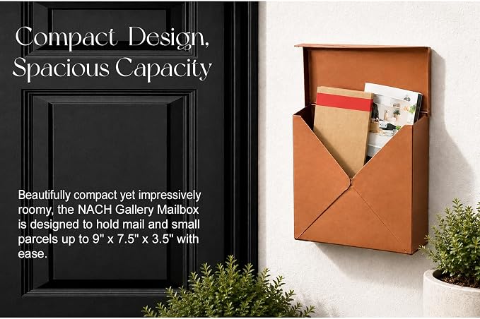NACH Mailboxes for Outside Wall Mount, 10 x 10 x 4 inch Antique Copper Mail Boxes for House Outside, Waterproof Mailboxes for Outside - Chicago Style Mail Box