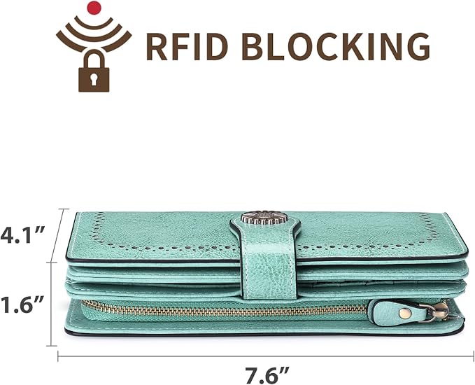 SENDEFN Wallets for Women Leather Credit Card Holder with RFID Blocking Large Capacity Wristlet | with RFID Blocking