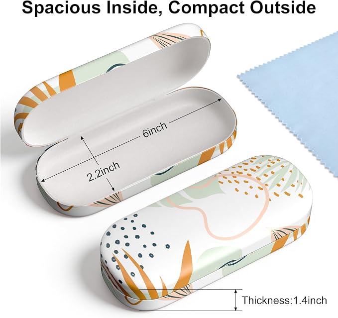Hard Shell Leather Sunglasses Case,Classic Fashionable Cute Large Glasses Case for Women Men,Sunglass Eyeglasses