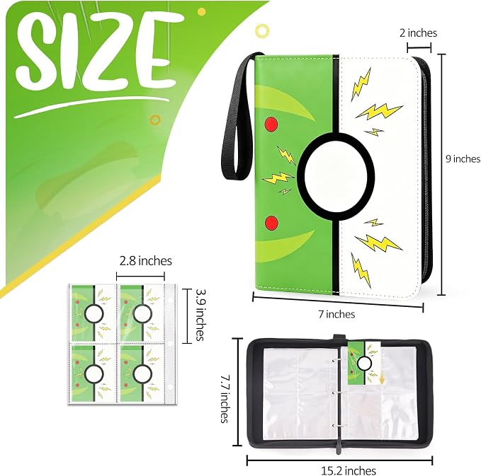 Collectible Trading Card Albums, 400 Card Holders with 50 Removable Sleeves, Portable 4 Pockets Collectible Trading Card Binder, PU Card Collection Binder for MTG, TCG, Sport Card, Game Cards