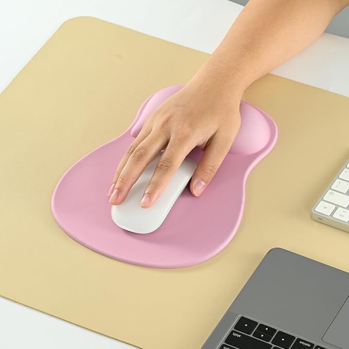 EooCoo Mouse Pad with Gel Wrist Rest, Ergonomic Mousepad Wrist Alignment | Middle Concave Design for Natural Wrist Alignment, Non-Slip Base Mousepad, Carpal Tunnel Relief, Office Desk Accessories