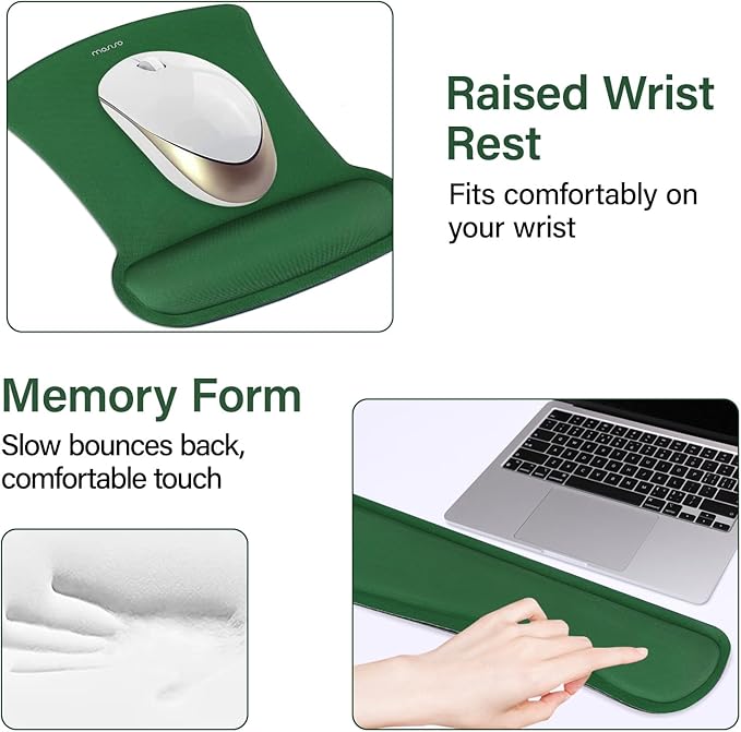 MOSISO Keyboard Mouse Pad Set, Large Gaming Mousepad&Keyboard Wrist Rest&Mouse Wrist Rest&Coaster, Ergonomic Non-Slip Mousepad&Easy Typing Cushion with Memory Foam for Home Office, Jungle Green
