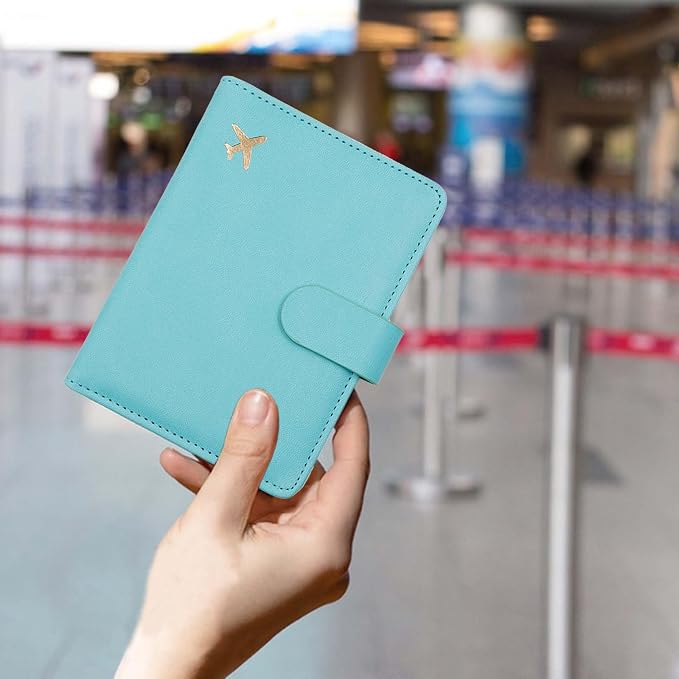 Melsbrinna Premium Leather Passport Holder Covers Case, Waterproof Rfid Blocking Travel Wallet Passport Holder with Pen Holder, Cute Passport Book for Women/Men