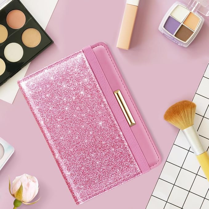 Coco Rossi Passport Holder for Travel Women Slim RFID Passport Cover Wallet | Travel Essentials, Passport Book Holders, Passport Cover Case, PU Leather, Cute, Thin, Spliced Design, Glitter Dark Pink