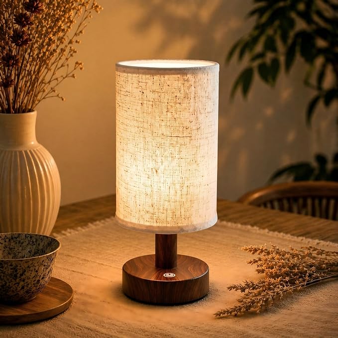 Mini Cordless Bedside Lamp, Touch Rechargeable LED Night Light | Minimalist Portable Lamp, 3 Color Modes, Stepless Dimmable, 4000mAh Battery, Decor for Bedroom & Living Room