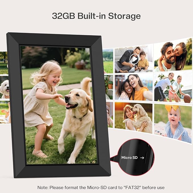 XElectron 32GB FRAMEO 10.1 Inch Smart WiFi Digital Picture Frame 1280x800 IPS Touch Screen, Auto-Rotate Portrait and Landscape, Built in Memory, Share Moments Instantly via Frameo App from Anywhere
