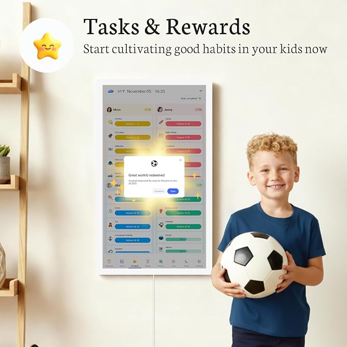 BSIMB 24 inch Digital Calendar Base Wall Touch Screen, Family Schedule Smart Calendar Interactive Display, Streamline Household Organization, Electronic Planner Wall Mountable in Portrait or Landscape