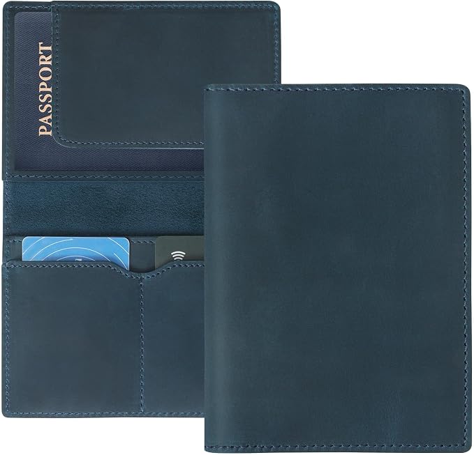 Jack&Chris Leather Passport Holder, Handmade Passport cover, Travel Wallet Cover Case for Men and Women, Leather Travel Documents Organizer Protector, JC107