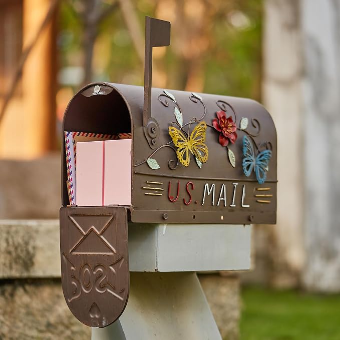 Heavy Duty Mailboxes for Outside, Mail Boxes Post Mount,Decorative Mailboxes Outside Courtyard Garden