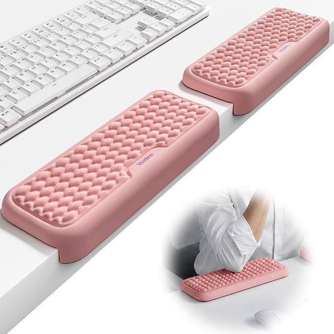 Vaydeer 2Pcs Elbow Rest Pad for Desk, L-Shaped Armrest Ergonomic Support | Desk Edge Cushion, Memory Foam Elbow Wrist Support Keyboard Mouse Pad for Palm Hand Office Computer Home Gaming Accessories