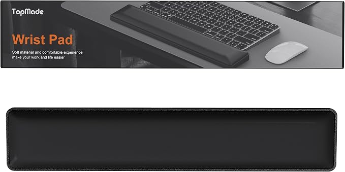 TopMade Keyboard Wrist Rest, Cooling Gel & Upgrade Soft Memory Foam Design Wrist Support for Keyboard, Full-Size Keyboard Hand Rest Pad, Ergonomic Palm Rest for Long Hours of Work, Gaming, Black