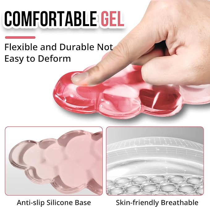 Cloud Wrist Rest Gel Set — Ergonomic Cloud Wrist Rest Keyboard and Mouse, Non-Slip Desk Accessories for Office and Home（Gradient Rose Red）