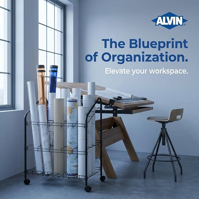 ALVIN WRF40 Wire Bin Roll File, Made for Rolled Maps, Plans, Drawings, and Tubes (4 x 4 Inches - 20 Slots)