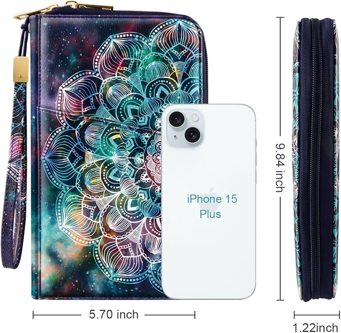 Family Passport Holder Wallet RFID Blocking Document Organizer | PU Leather Mulit-purpose Travel Wallet Credit Cards Case for Women Men, White Daisy