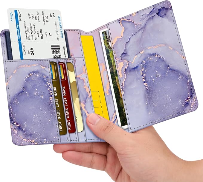 FINTIE Passport Holder, Slim Travel Wallet RFID Blocking Card Case Cover | Passport Cover Protector Essentials with Credit Card Slots, For Women/Men