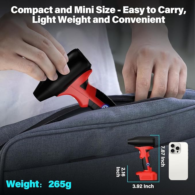 Mini Jet Dry Blower, 130000 RPM 4-Speed Adjustable Air Duster, Cordless Turbo Fan Compatible for Craftsman 20V V20 Battery, Portable Handheld Blower for Car, Computer, Keyboard & Garden Cleaning
