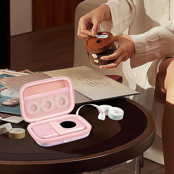 FINTIE Label Maker Case Compatible with Phomemo D30 D35, NELKO P21, SUPVAN E10, NIIMBOT D11 D110, JADENS D110, ORGSTA S001 - Portable Shockproof Hard Shell Label Printer Carrying Cover, Dreamy Marble