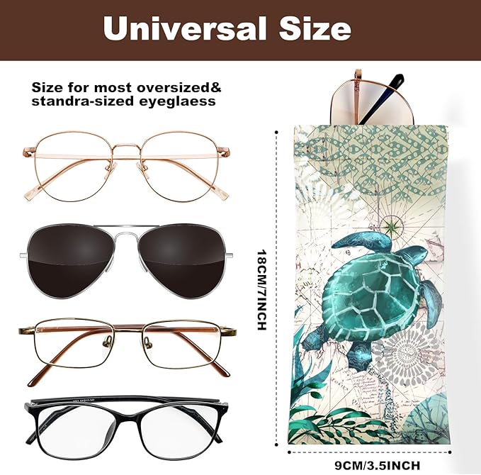 Anikathy 2Pcs Sunglass Eyeglass Glasses Case Soft PU Leather with Cleaning Cloth Cute Glasses Pouch Bag for Men Women Girs