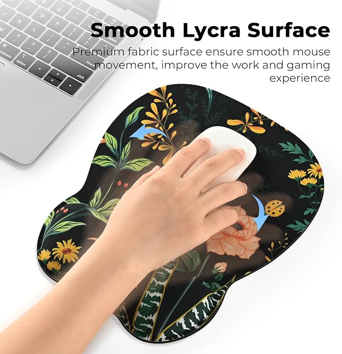 EooCoo Ergonomic Mouse Pad with Wrist Rest, Memory Foam Support Mousepad | Non-Slip Base for Computer, Cafe, Home & Office, 9.64 x 8.26 in Office Desk Accessories, Carpal Tunnel Relief