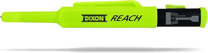 Dixon Industrial REACH- Deep Hole Mechanical Pencil with Lead Refills included, Yellow (14301)